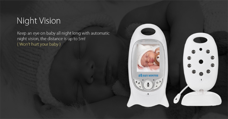 VB601 Wireless Baby Monitor with Two-way Audio Temperature Alarm Night Monitor -White