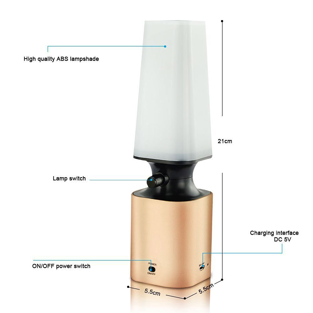 C6 LED Night Light Imitate Kerosene Oil Lamp Design Knob Eye Care LED Desk Light USB Rechargeable Lamp -Silver