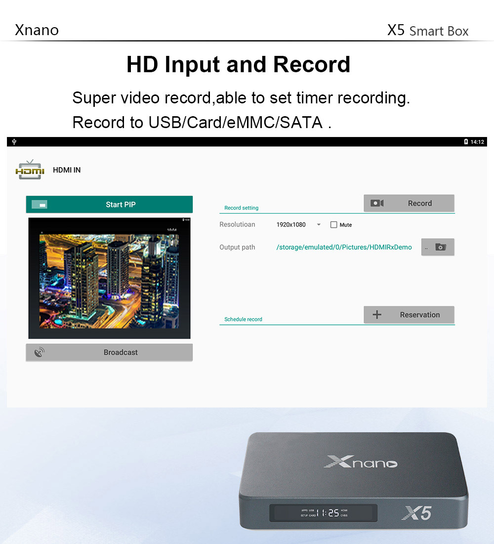 Xnano X5 Realtek RTD1295 Android 6.0 Marshmallow 4K TV Box 2GB/16GB WIFI ac Dolby Digital and DTS HD SATA 3.0 Bluetooth Media Player