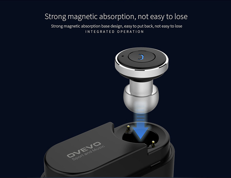 Oveve Q21 Wireless Bluetooth Earphone Automatic Charging Connect Two Devices Noise Reduction - Black