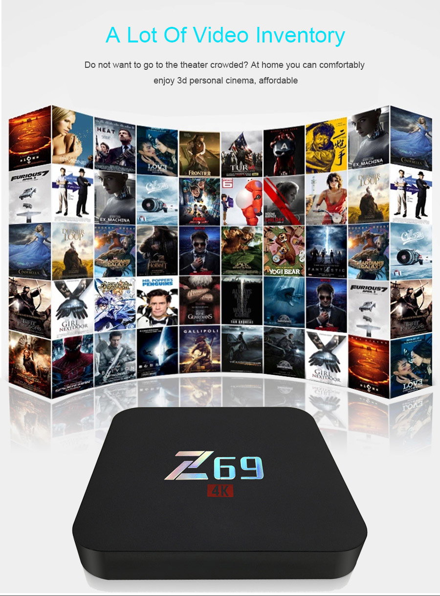 Z69 4K UHD Smart TV BOX KODI Android 6.0 Marshmallow Amlogic S905X 3GB/32GB 802.11b/g/n LAN Bluetooth