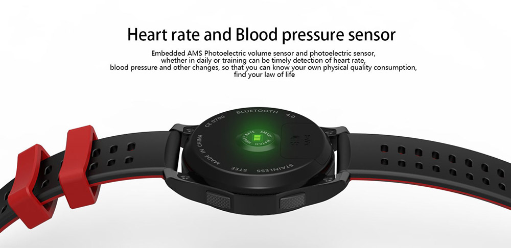 No.1 GS8 Smartwatch Phone MTK2502 Bluetooth 4.0 SIM Card Call Message Reminder Heart Rate Monitor Compatible with Android iOS - Black + Red