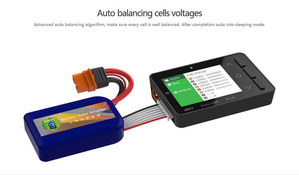 ISDT BatteryGo BG-8S Smart Battery Checker Support Quick Charge 3.0 BC 1.2