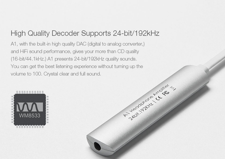 GGMM A1 Headphone Amplifier 192KHz/24bit Full Aluminum for Android - Dark Gray
