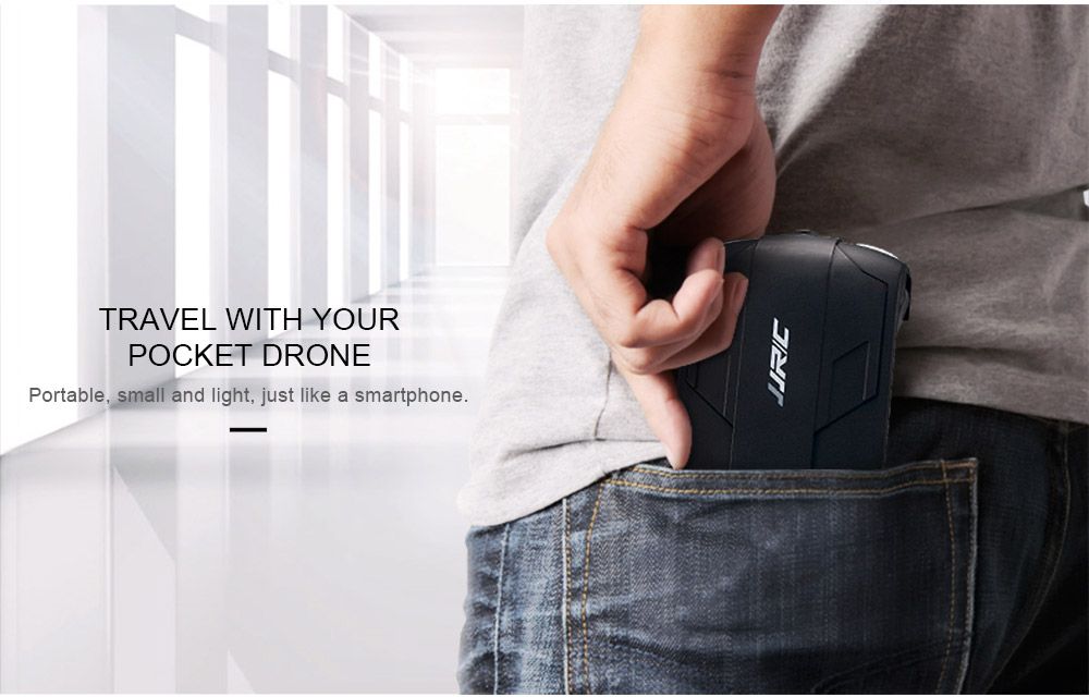 JJRC H37 Elfie Foldable Pocket Selfie Drone WIFI FPV Altitude Hold Mode RC Quadcopter - Black