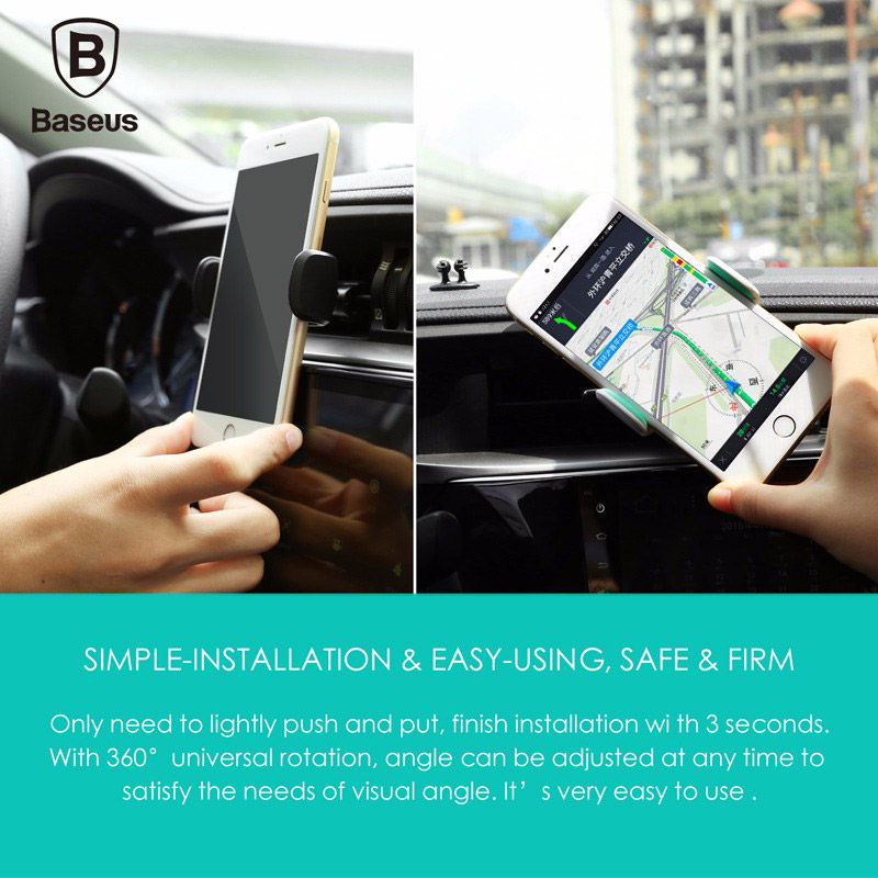 Baseus SUGX-01 Car Phone Holder Air Vent Mount Holder Stand 360 Degree Ratatable Car Mount - Black