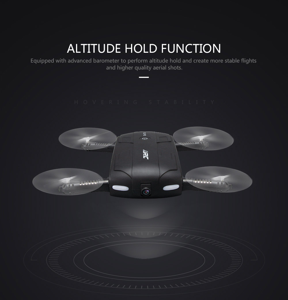 JJRC H37 Elfie Foldable Pocket Selfie Drone WIFI FPV Altitude Hold Mode RC Quadcopter - Black