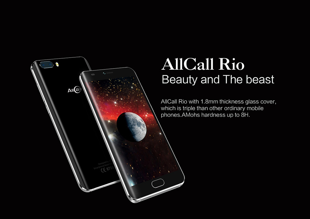 AllCall Rio 5.0 Inch Smartphone 3D Dual Curved Screen Dual Rear Camera 16GB ROM MTK6580A Quad Core Android 7.0 Metal Body OTG - Gold