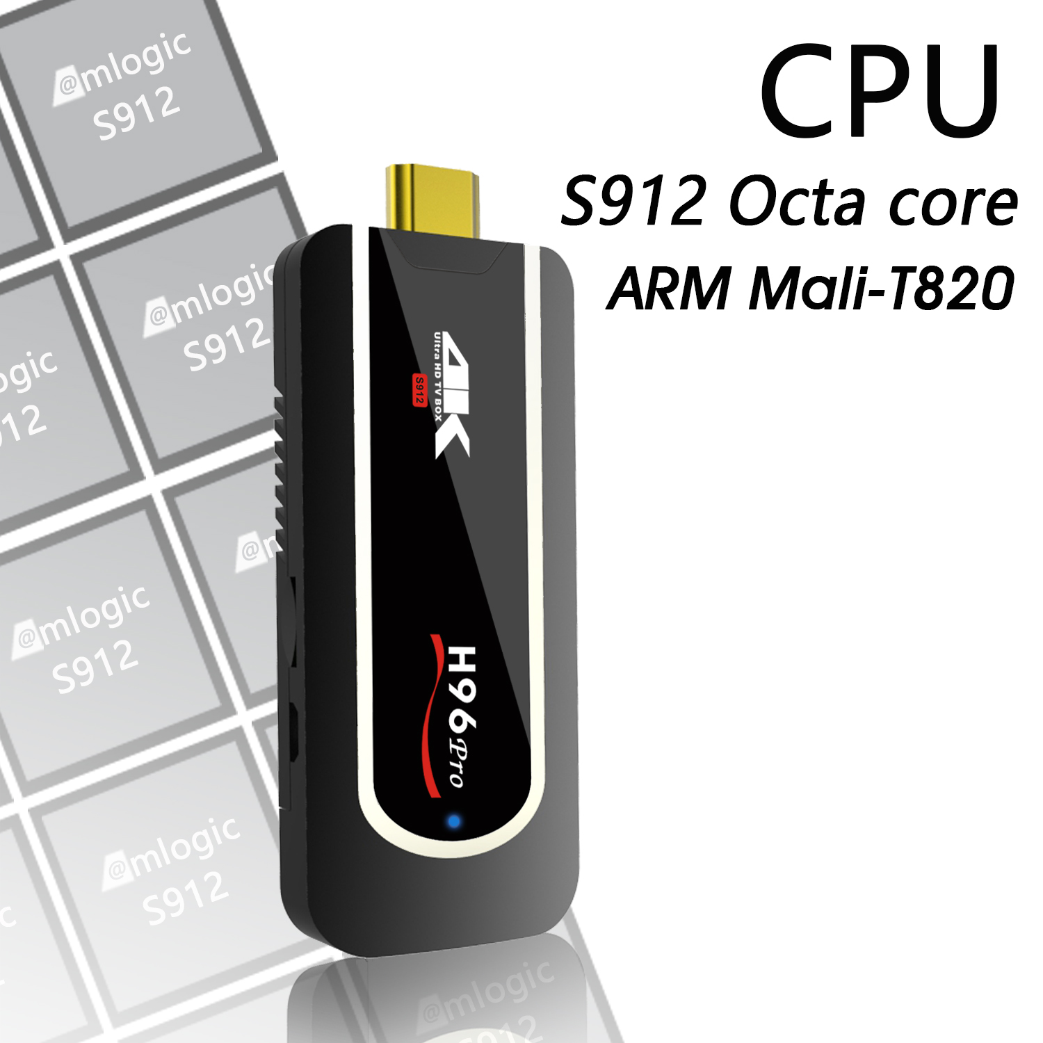 H96 Pro KODI 17.3 4K TV Dongle Android 7.1.1 Amlogic S912 2GB/8GB WIFI Bluetooth 4.1 HEVC H.265 Decoding VP9 HDR