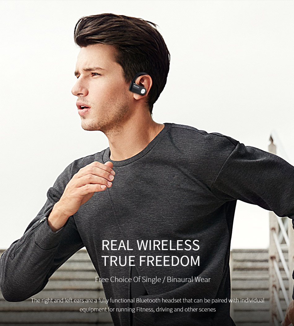 AWEI T2 Wireless Bluetooth Earphone TWS Stereo Headset with Microphone - Black