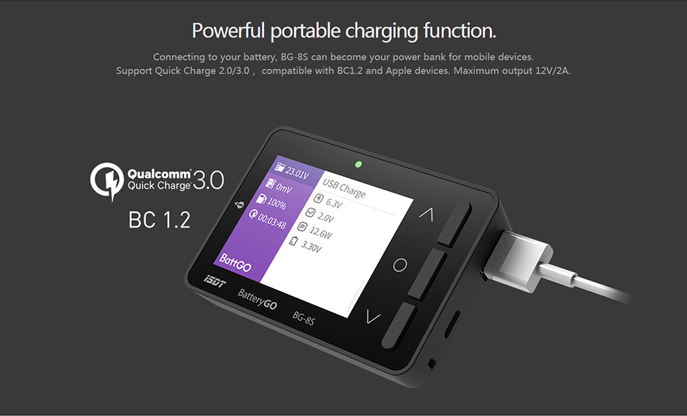 ISDT BatteryGo BG-8S Smart Battery Checker Support Quick Charge 3.0 BC 1.2