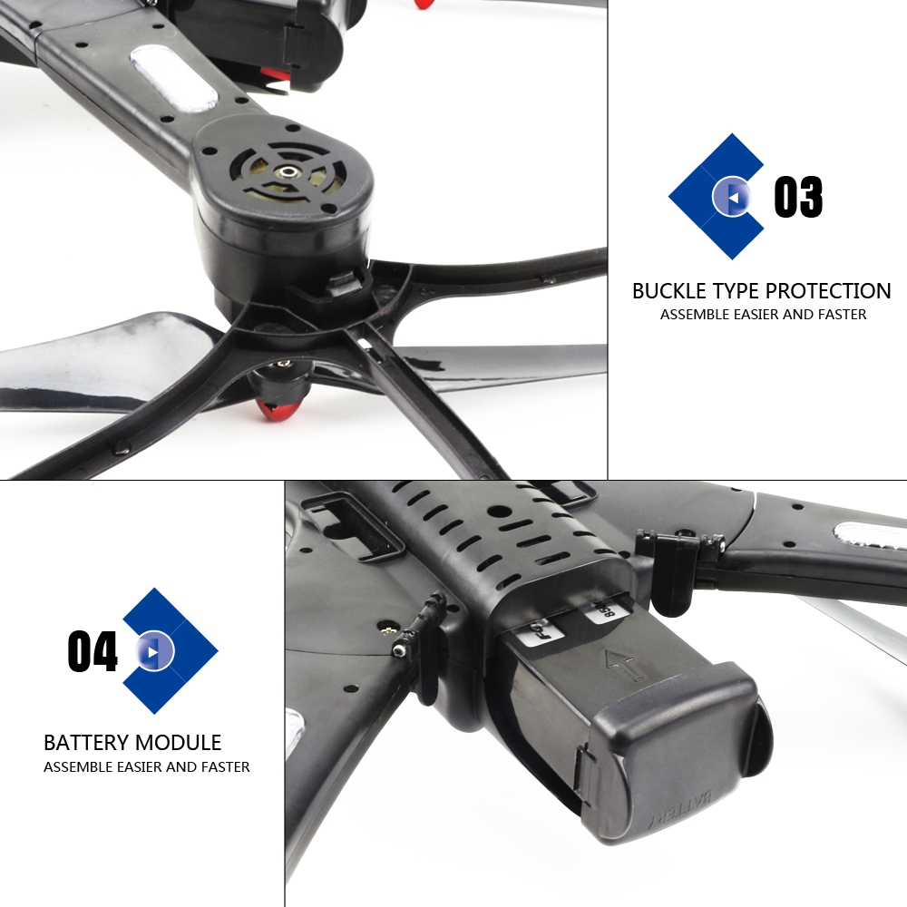FQ777 FQ02W WIFI FPV Foldable Arm RC Quadcopter with HD Camera Altitude Hold Mode RTF - Black