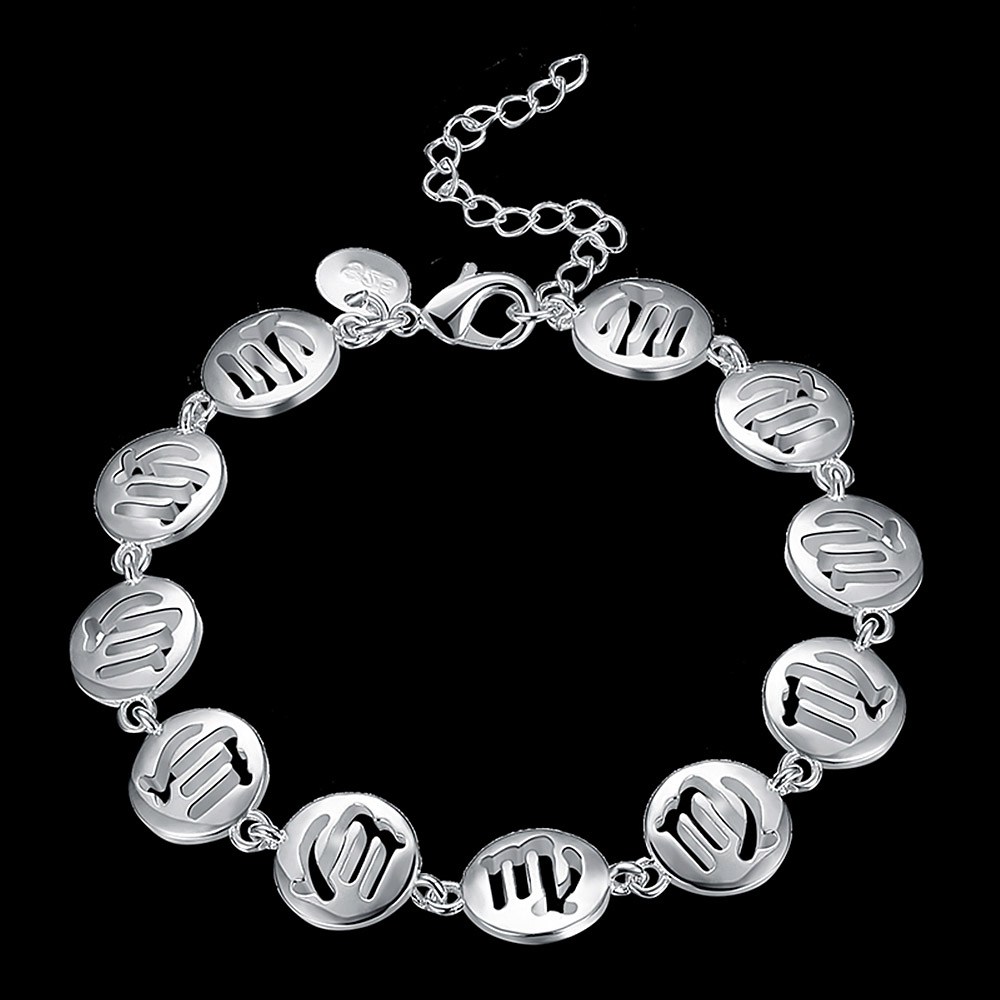 LKNSPCH581 Zodiac Sign Constellation Horoscope Astrology Charm Silver Plated Bracelet Virgo