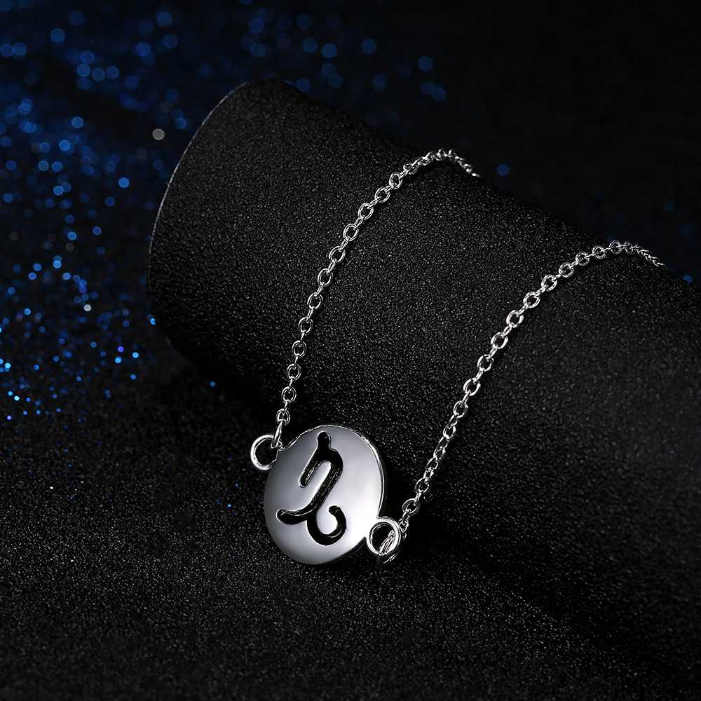 LKNSPCN1001 Zodiac Sign Astrology Horoscope Silver Plated Pendant Necklace Capricorn