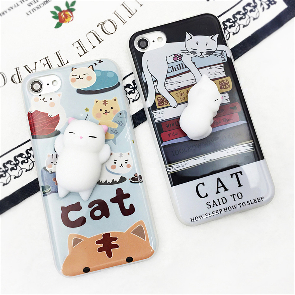 3D Lazy Cat Silicone Case TPU Case For iPhone 7