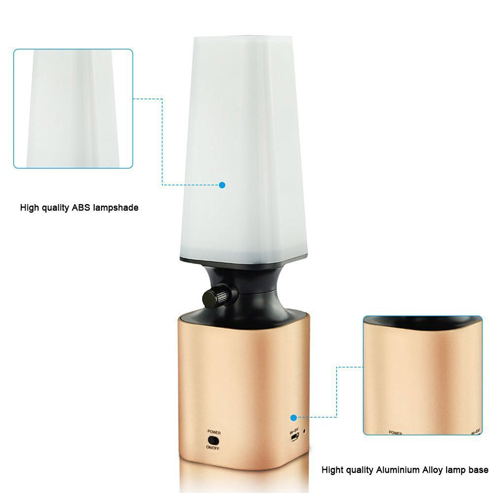 C6 LED Night Light Imitate Kerosene Oil Lamp Design Knob Eye Care LED Desk Light USB Rechargeable Lamp -Silver