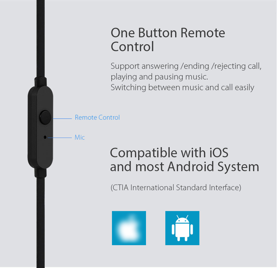 GGMM C300 Wired Earphone Metal Housing with Mic Earbud - Black