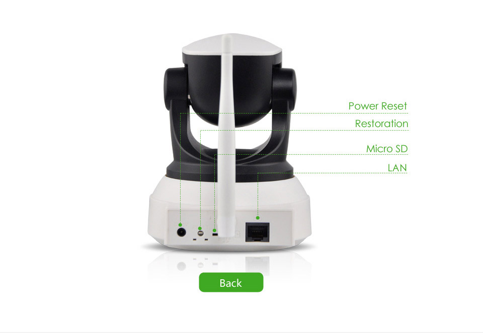 Vikcam C7824WIP WiFi 720P IP Camera with 32GB TF Card Built-in IR-cut ONVIF2.0 Motion Detection Night Vision P2P PT CMOS Sensor Security Camera -White