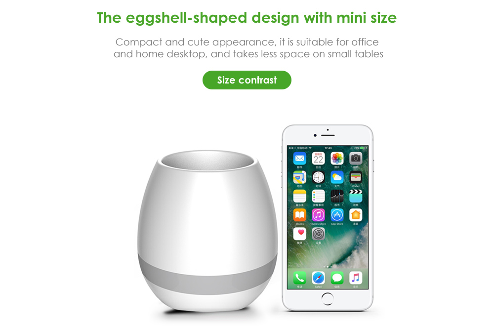 Smart Music Flowerpot Wireless Bluetooth Speaker Stereo Sound Night Lamp Music Pot -Blue