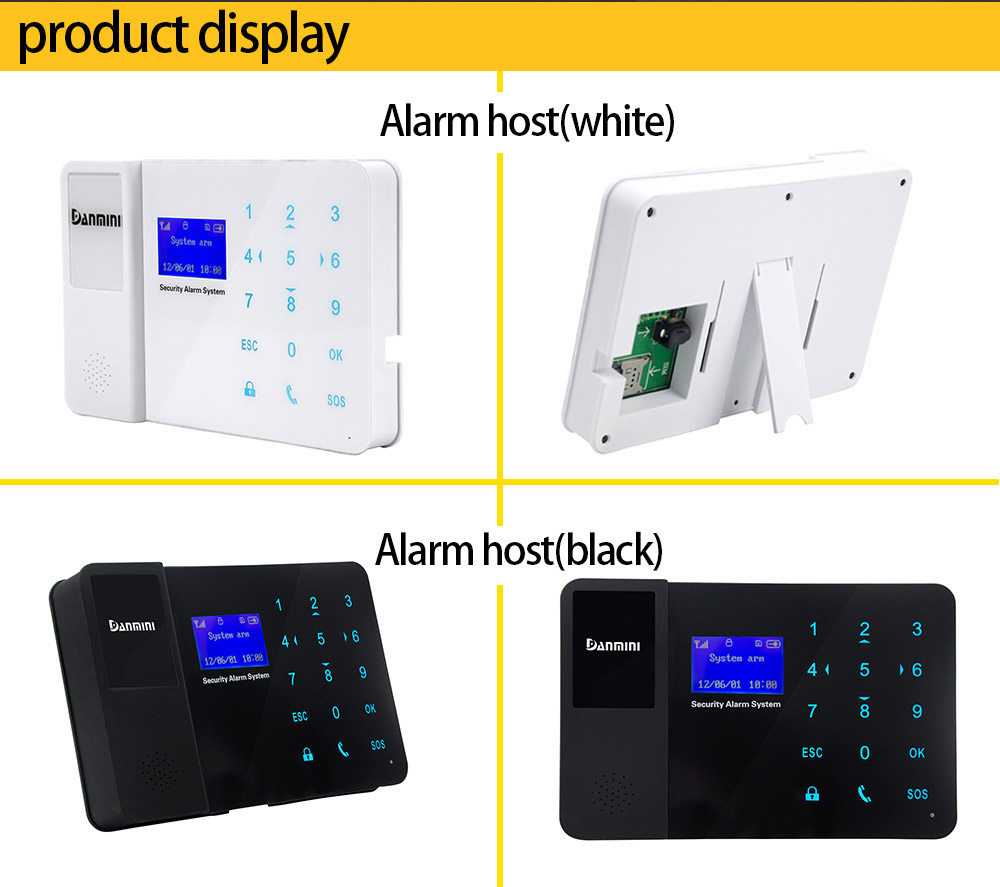 Danmini YA-800-GSM-21 Alarm System Wireless Remote Control IR Sensor LCD Touch Screen Home Security GSM -Black