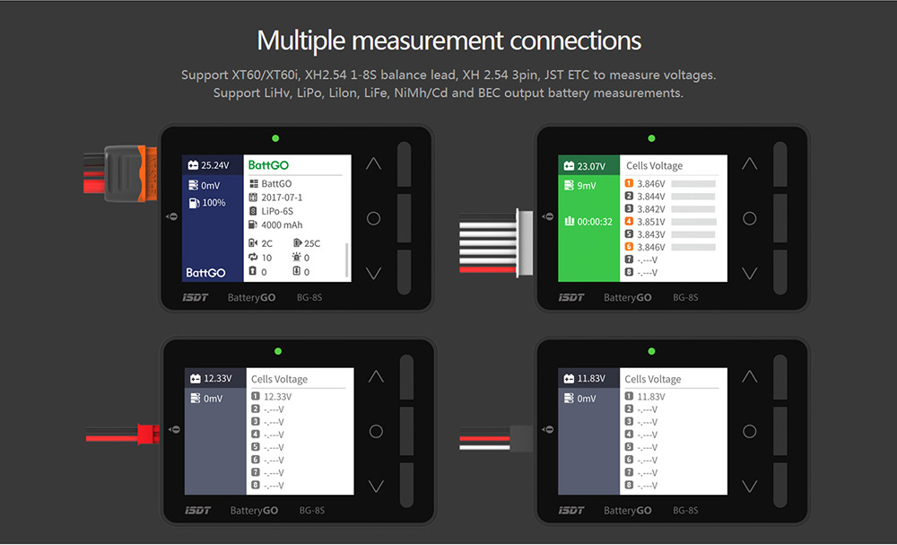 ISDT BatteryGo BG-8S Smart Battery Checker Support Quick Charge 3.0 BC 1.2