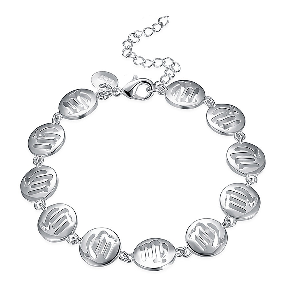 LKNSPCH581 Zodiac Sign Constellation Horoscope Astrology Charm Silver Plated Bracelet Virgo