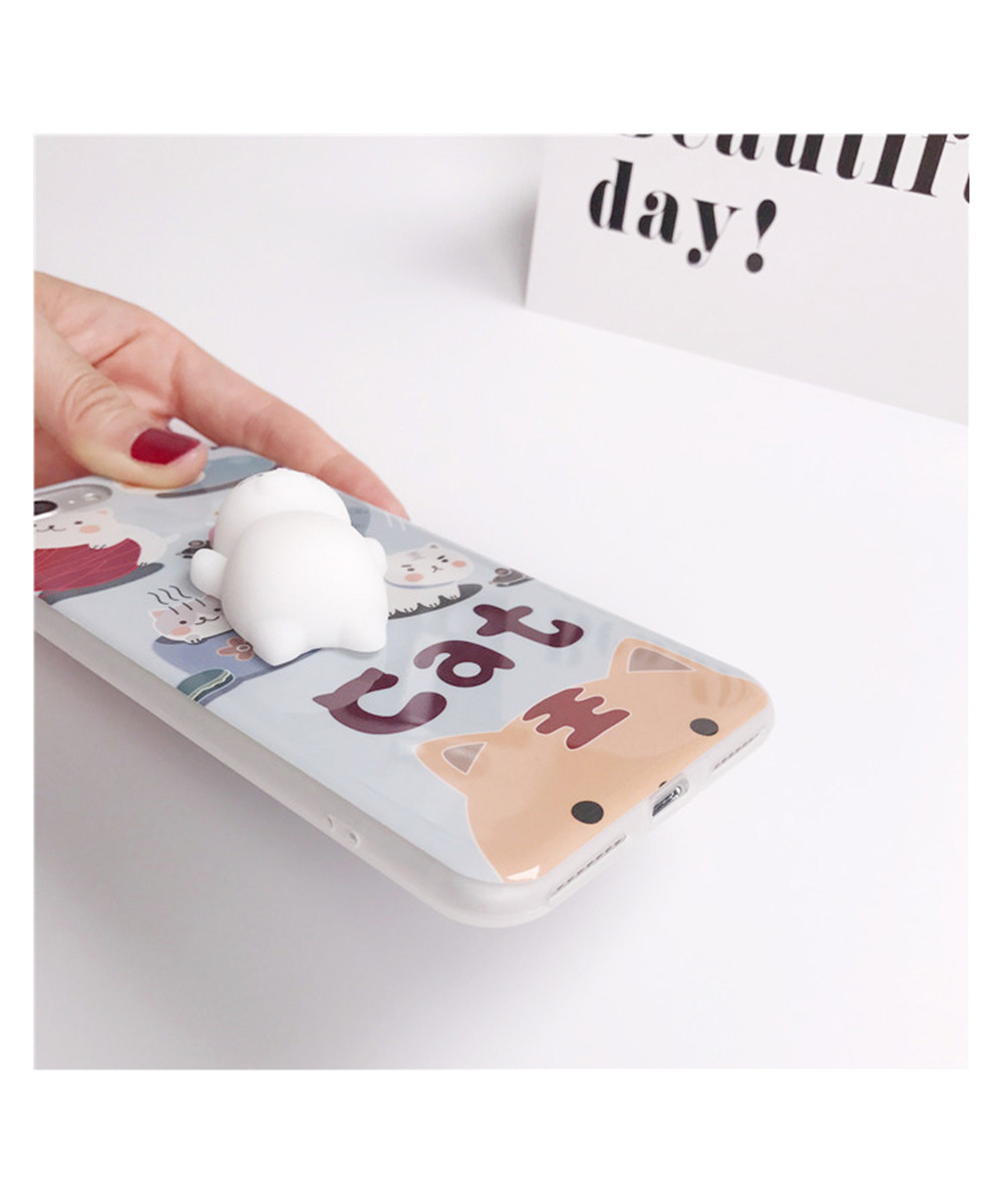 3D Lazy Cat Silicone Case TPU Case For iPhone 7