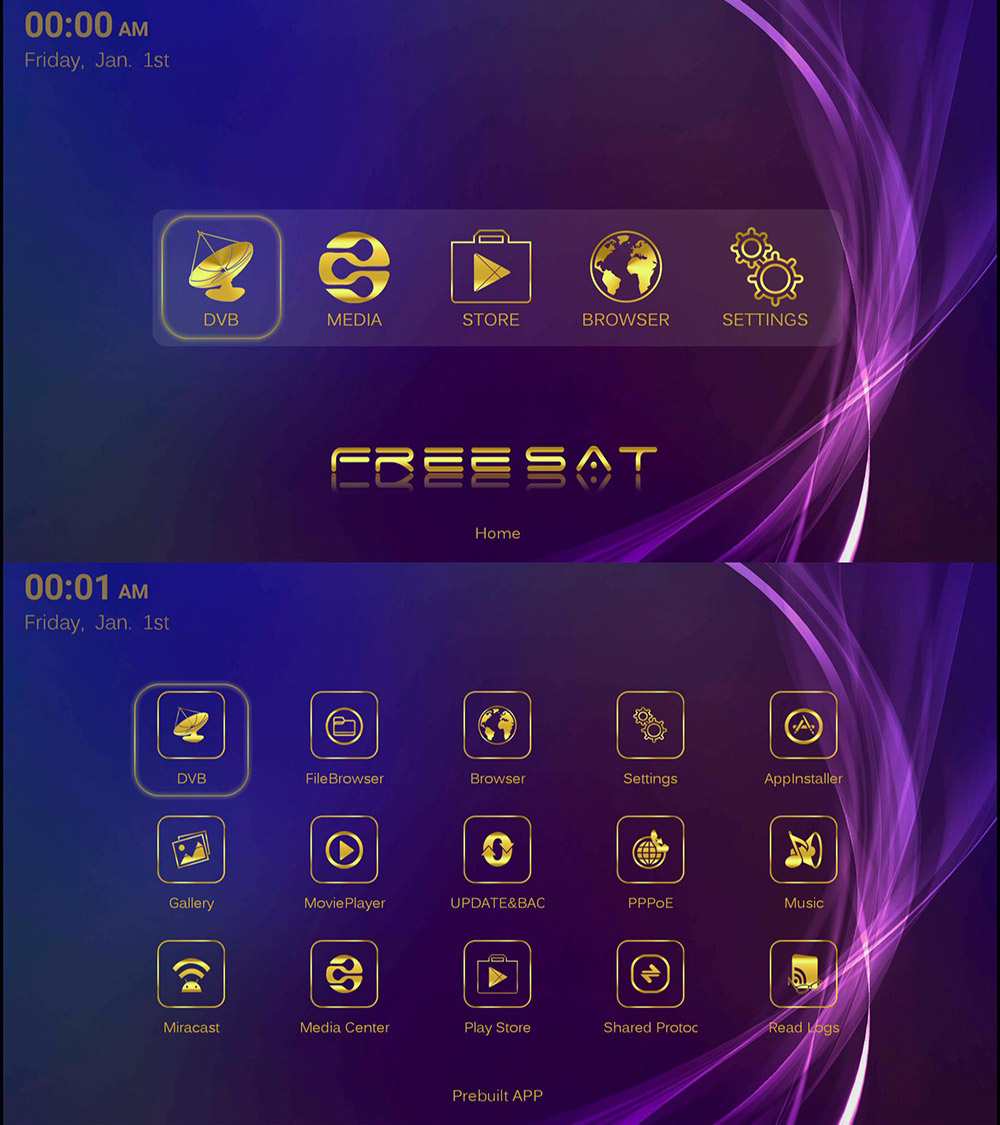 Freesat GTT DVB-T/T2 with Cable TV Box Satellite Receiver Amlogic S905D Android 6.0 Build-in Wifi Netflix Skype Online Movies