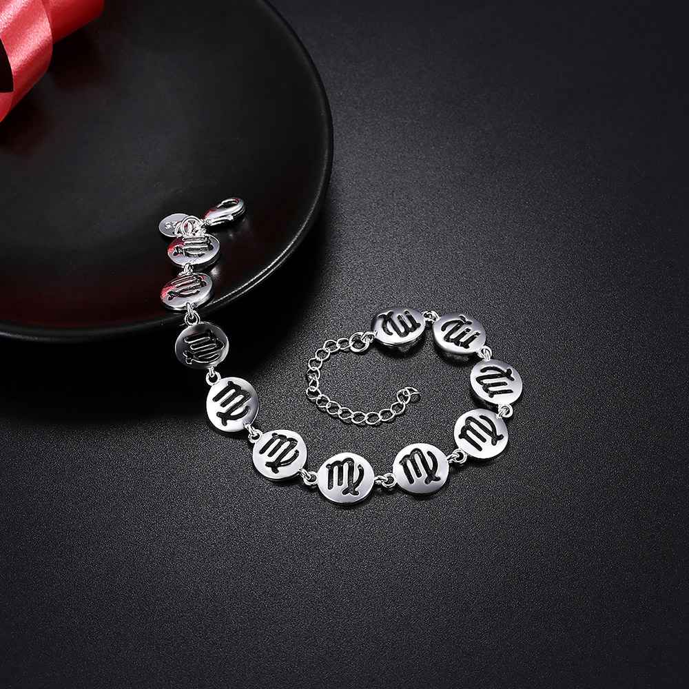 LKNSPCH581 Zodiac Sign Constellation Horoscope Astrology Charm Silver Plated Bracelet Virgo