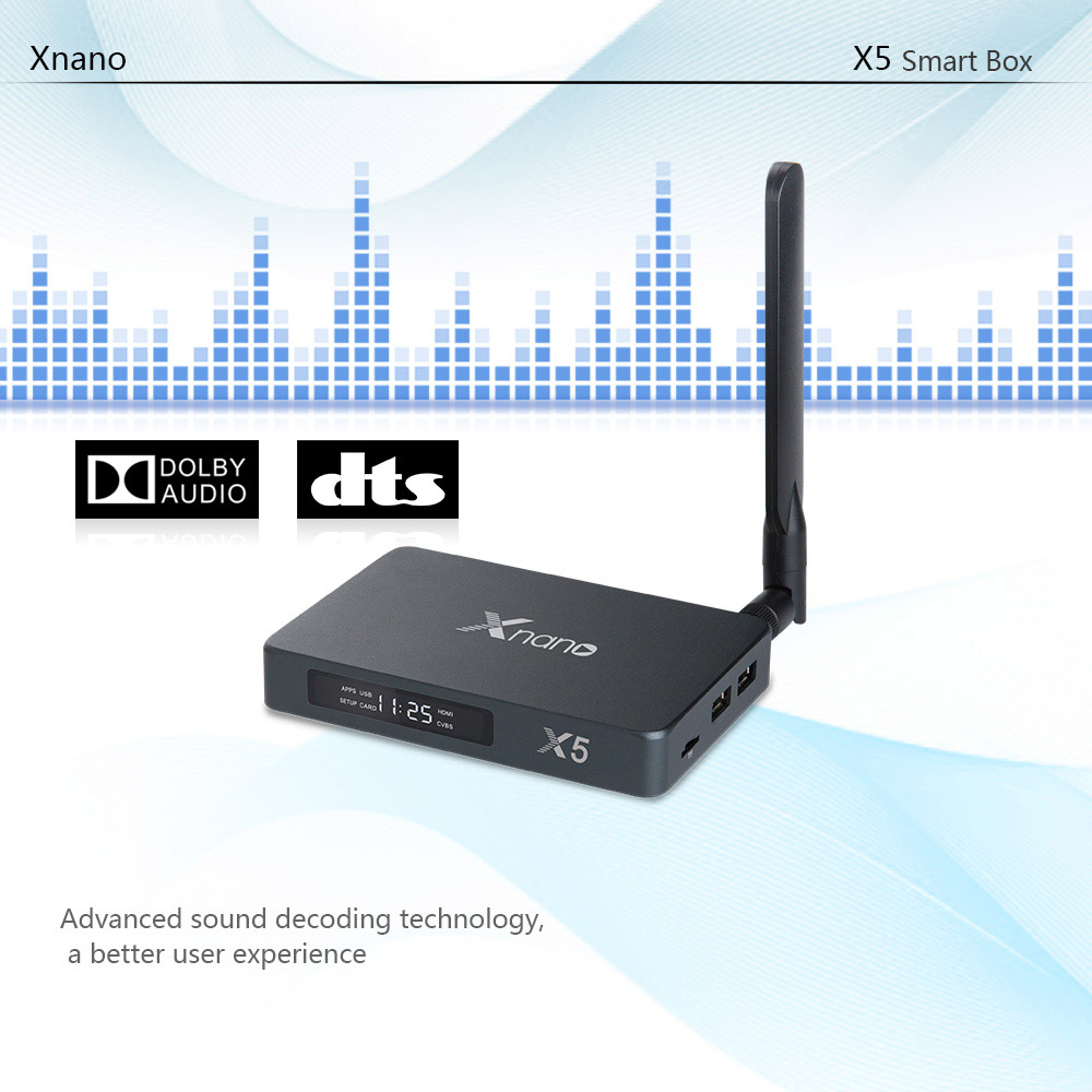 Xnano X5 Realtek RTD1295 Android 6.0 Marshmallow 4K TV Box 2GB/16GB WIFI ac Dolby Digital and DTS HD SATA 3.0 Bluetooth Media Player