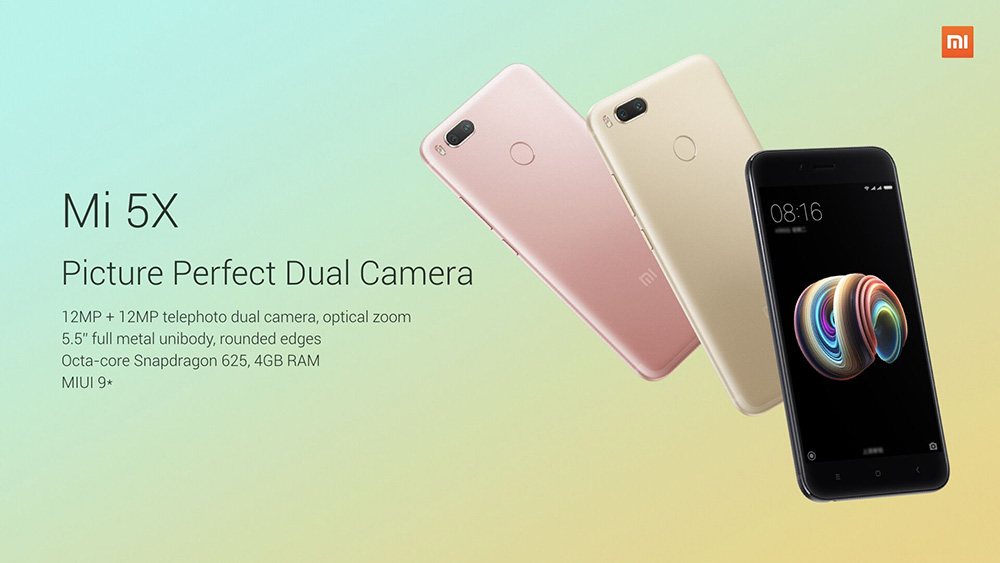 Xiaomi Mi 5X 5.5 inch 4G LTE Smartphone 4GB 64GB Snapdragon 625 Octa Core Dual 12.0MP Cam MIUI 9 Android 7.1 Metal Body Touch ID VoLTE- Black