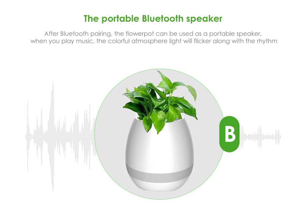 Smart Music Flowerpot Wireless Bluetooth Speaker Stereo Sound Night Lamp Music Pot -Blue