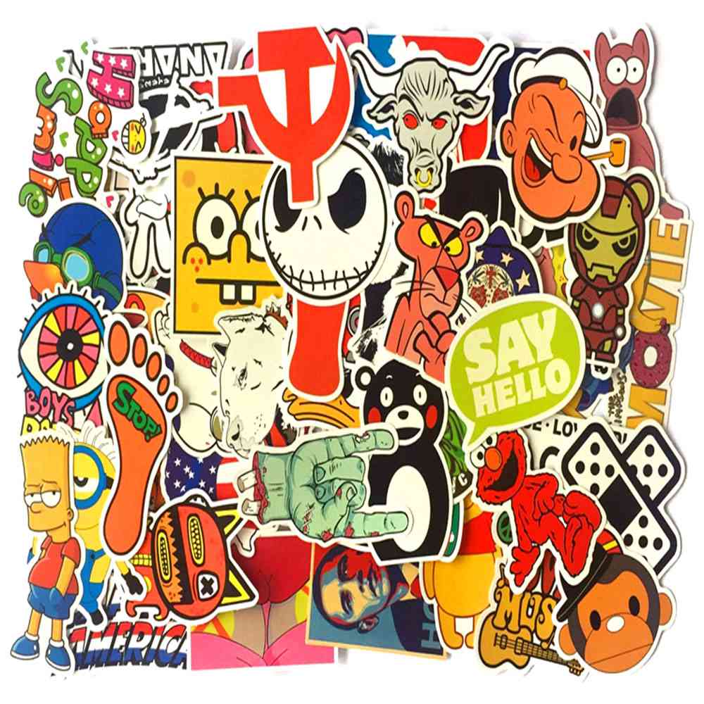 50 PCS Mixed Sticker for Car Fridge Phone DIY Skateboard Laptop Luggage Snowboard Motorcycle - E