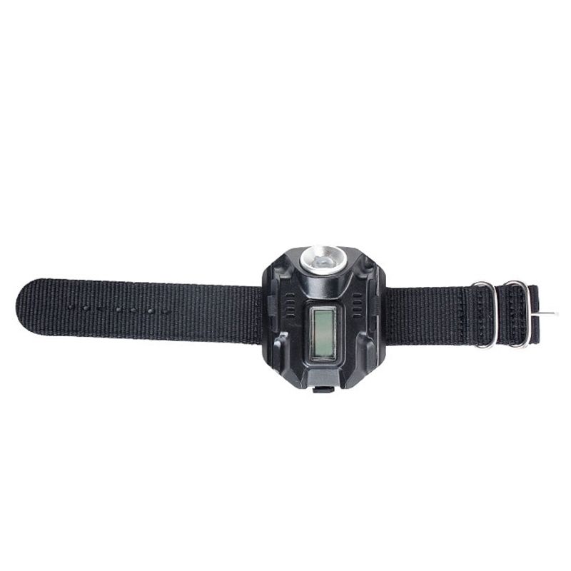 Rechargeable LED Flashlight Watch Outdoor Compass Best for Running Mountain Climbing Camping and More - Black