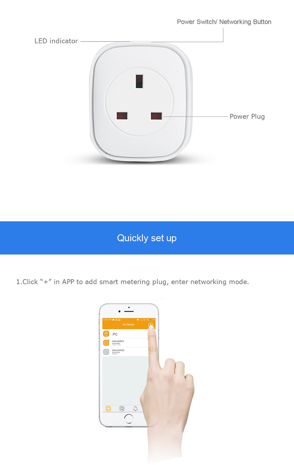 HEIMAN WS2SK-X Smart WiFi Plug Works with Amazon Alexa 110V-AC120V 16A APP Remote Control Timing Socket -White/UK Plug