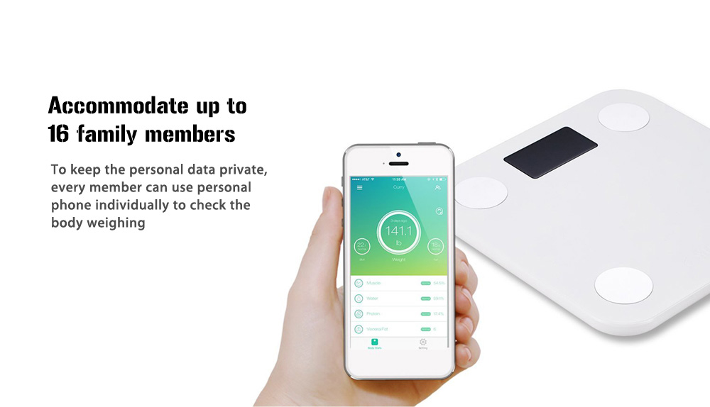 YUNMAI 1501 Smart Weight Scale with Bluetooth 4.0 APP Recored BMI Mini Scale -White