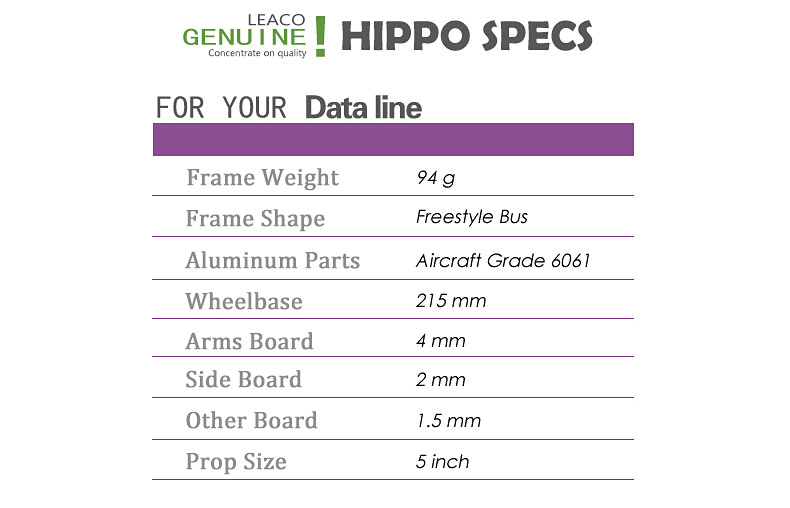 Hippo 5 Inch 215mm Wheelbase 4mm Arm Thickness Carbon Fiber Frame Kit for FPV Racing