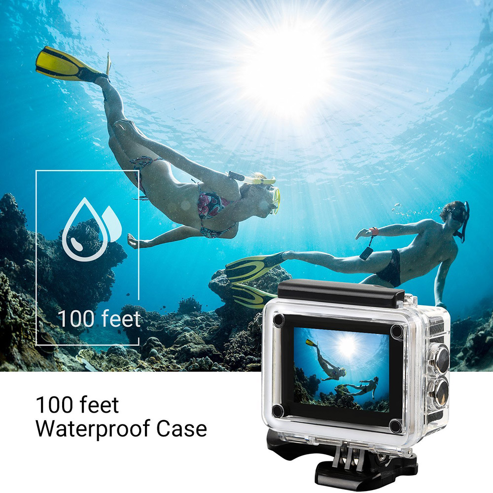 MGCOOL Explorer Pro 4K Action Camera 2.0" Screen Allwinner V3 Sony IMX179 Sensor 6G Sharkeye Lens 170 Degree Wide Angles - Black