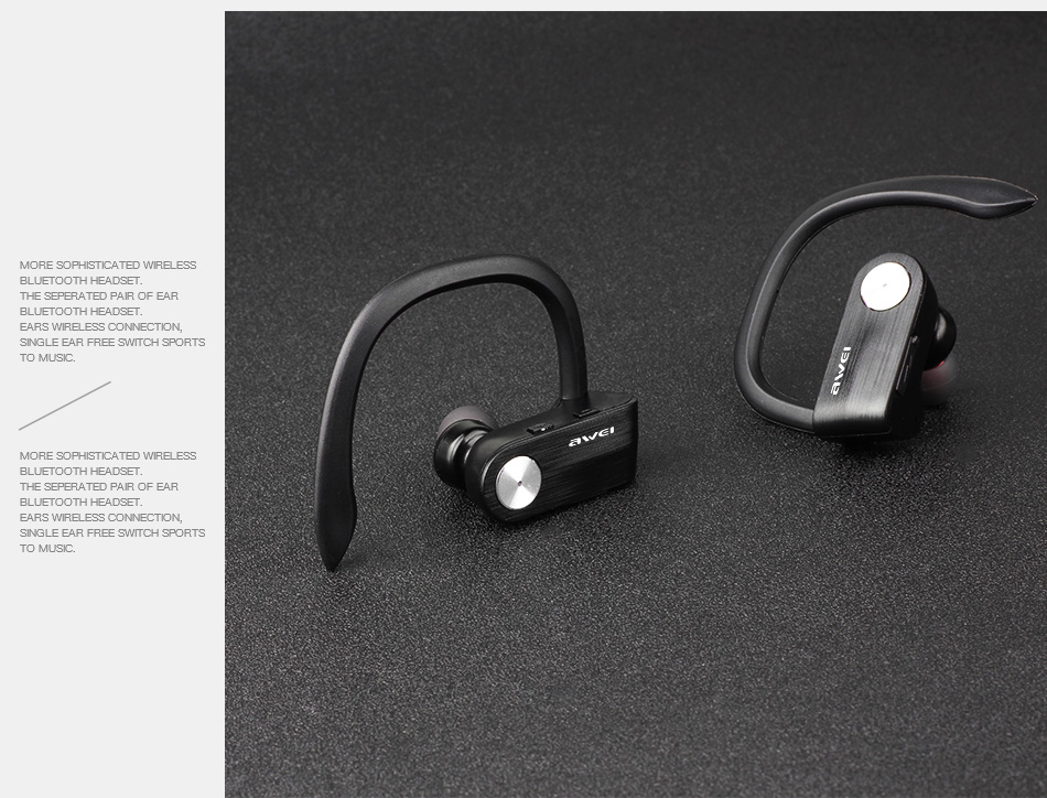 AWEI T2 Wireless Bluetooth Earphone TWS Stereo Headset with Microphone - Black