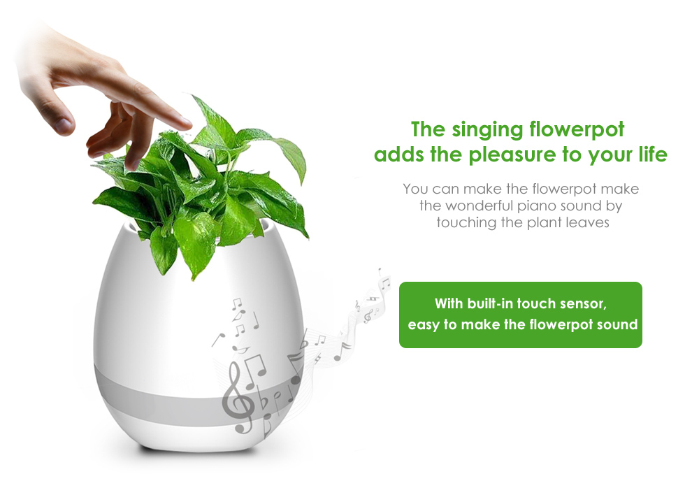 Smart Music Flowerpot Wireless Bluetooth Speaker Stereo Sound Night Lamp Music Pot -Blue