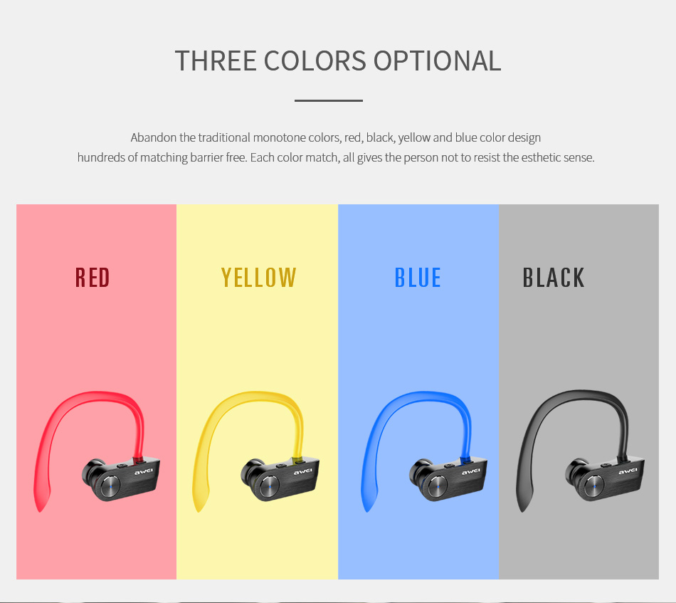 AWEI T2 Wireless Bluetooth Earphone TWS Stereo Headset with Microphone - Black