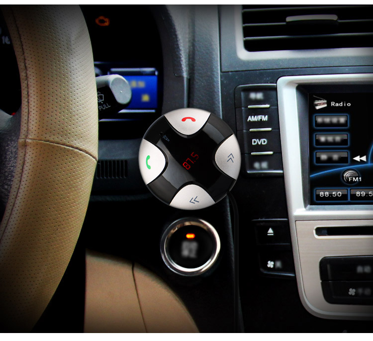 FM29B Bluetooth Handsfree Wireless FM Transmitter Car Kit Mp3 Player A2dp with USB Car Charger TF Card Port - Black