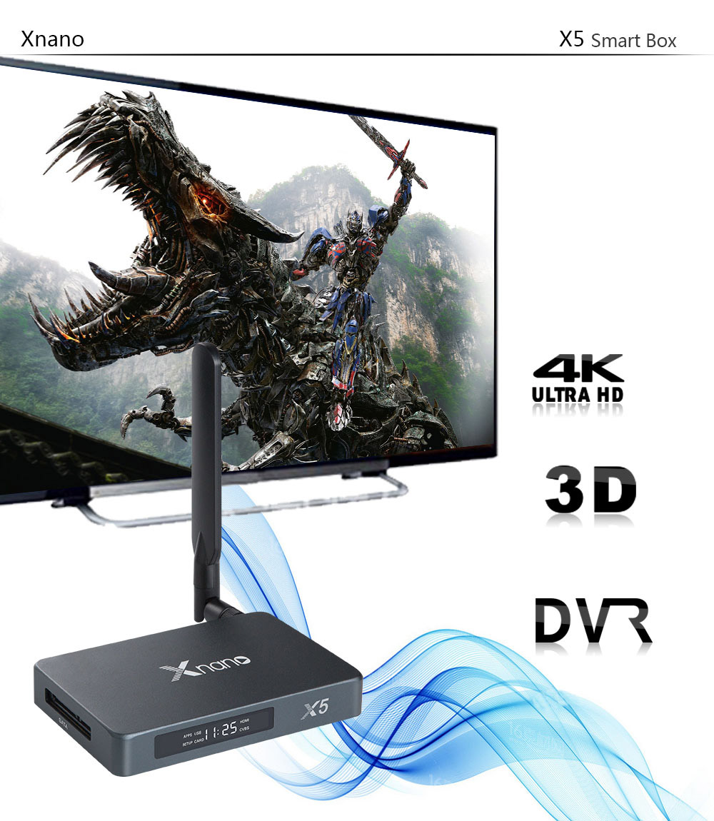 Xnano X5 Realtek RTD1295 Android 6.0 Marshmallow 4K TV Box 2GB/16GB WIFI ac Dolby Digital and DTS HD SATA 3.0 Bluetooth Media Player