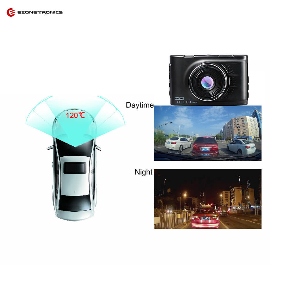 RM-AKL168 1080P 3.0" Car DVR with 120 Degree Wide Angle Dashboard Camera Recorder Night Vision G-Sensor - Black