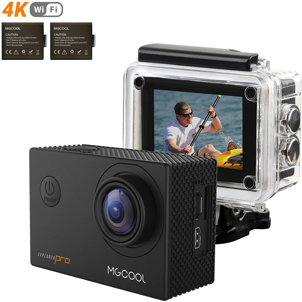 MGCOOL Explorer Pro 4K Action Camera 2.0" Screen Allwinner V3 Sony IMX179 Sensor 6G Sharkeye Lens 170 Degree Wide Angles - Black
