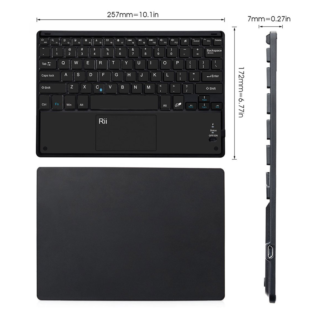 Rii BT11 Ultra-slim Wireless Bluetooth Keyboard With Built-in Multi-touchpad Function for Windows Android OS - Black