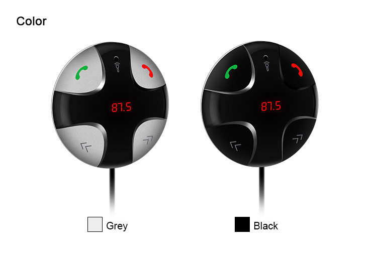 FM29B Bluetooth Handsfree Wireless FM Transmitter Car Kit Mp3 Player A2dp with USB Car Charger TF Card Port - Black