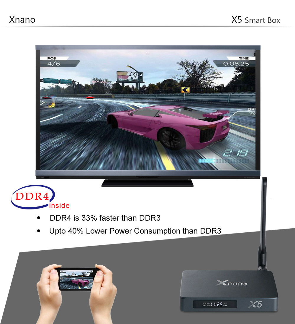 Xnano X5 Realtek RTD1295 Android 6.0 Marshmallow 4K TV Box 2GB/16GB WIFI ac Dolby Digital and DTS HD SATA 3.0 Bluetooth Media Player