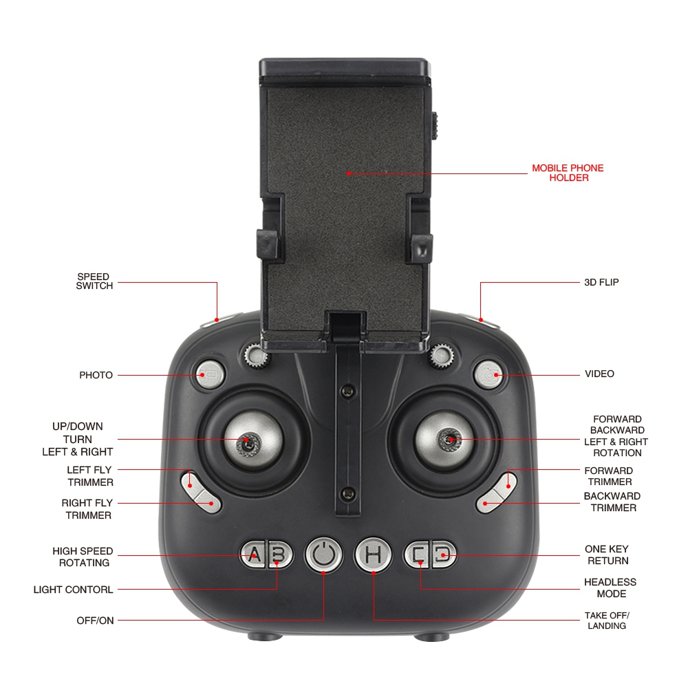 FQ777 FQ02W WIFI FPV Foldable Arm RC Quadcopter with HD Camera Altitude Hold Mode RTF - Black