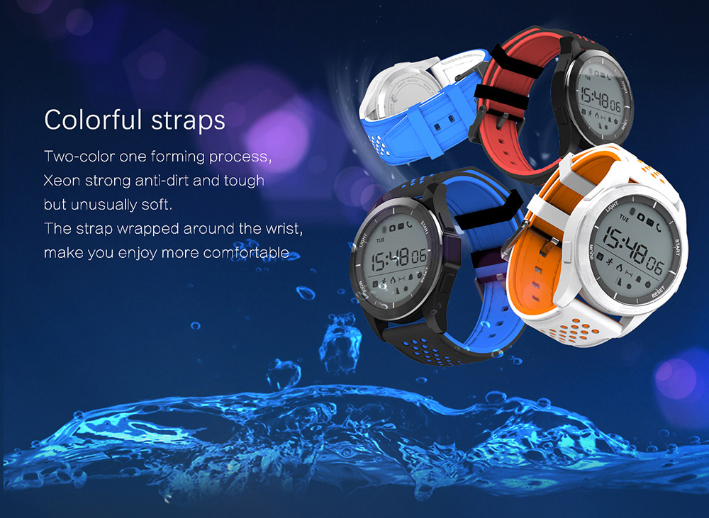 NO.1 F3 Smart Watch Air Pressure UV Radiation Bluetooth 4.0 Sport Fitness Tracker Remote Camera Control Compatible with Android iOS - Black & Red